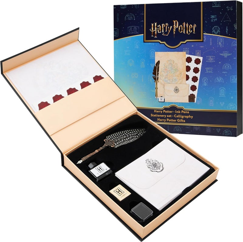 Harry Potter Gifts Calligraphy Set With Feather Quill Pen Ink Pot Envelopes Stickers Stamp Writing Pad in Collectible Keepsake Gift Box For Fans - Image 1